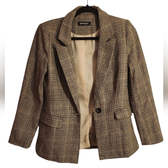 Allegra K Jackets & Blazers - Brown Plaid Allegra K Blazer Professional Business Jacket Eclectic Grandpa Small